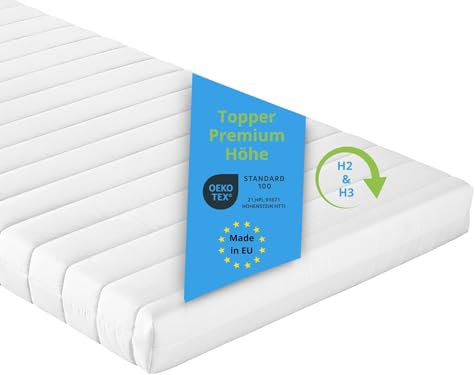 Bodyprotect 10 cm Matratzenauflage 100 x 200 Kaltschaum Topper, Matratzentopper mit Härtegrad 2 & 3, Matratzenschoner Ökotex Zertifiziert, Made in EU
