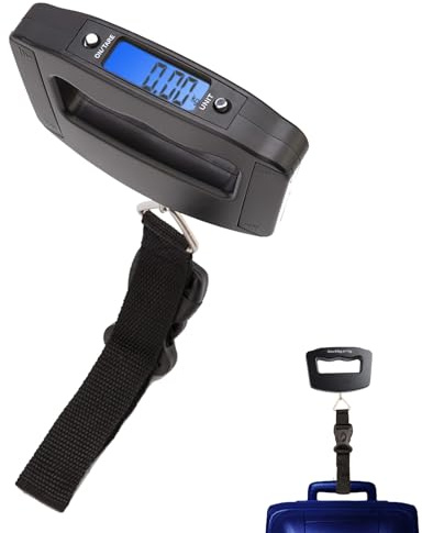 DmDoyy Balanza Báscula De Equipaje Digital, Bascula Maletas Viaje, Con Pantalla LCD Retroiluminada, Hasta 50 Kg Para Maletas, Bolsos, Báscula Para Equipaje