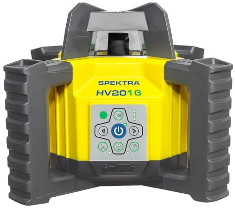 Livello Laser Rotativo HV201 R Professionale Ø300m Rosso Alta Visibilità, Made in Italy - Batterie Ricaricabili 30h - con Treppiede, Asta ricevitrice - Squadra Piomba, Livella, Allinea e Pendenze
