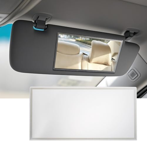 Auto Sun Visor HD Makeup Mirror for Car, Self-Adhesive Vanity Mirror, Stainless Steel Universal Car Visor Mirrors for Truck SUV, Rear View Seatback Cosmetic Mirrors (Large Rectangular)