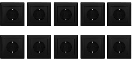 10 Stück Busch-Jaeger balance SI SCHUKO Steckdosen-Set 1-fach Schwarz matt | 10× 20 EUC-915 SCHUKO Steckdose und 10× 1721-915 Abdeckrahmen 1-fach, Schwarz matt