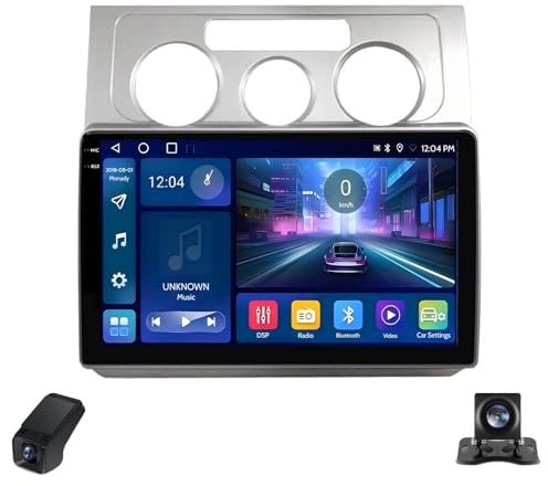 Double Din Car Radio 2K Touchscreen for Volkswagen Touran 1 2003-2010 Car Stereo 9inch Multimedia Player/CarPlay/AndroidAuto/Bluetooth/GPS/FM/AM/RDS/DSP/WIFI/Rear View Cam/ADAS DVR(A,C20Plus)