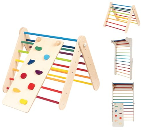 leg&go Kletterdreieck - Schwedische Leiter 2 in 1 Kletteraktivitätsset für Kleinkinder mit Rampe (Mehrfarbig)