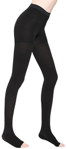 AOGOE Medical Compression Pantyhose for Women & Men, Open Toe 23-32 mmHg Graduated Support Tights, Opaque Waist High Compression Circulation Leggings for Varicose Veins Edema Flight DVT Nursing, XL
