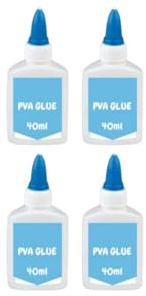 AHG 4 Pack PVA Glue 40ml Bottles | Multi-Purpose White Adhesive with Precision Nozzle | Clear-Drying, Non-Toxic, Solvent-Free Glue for Kids Crafts, School Projects, DIY, Home & Office