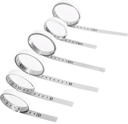 XRVRILE Lot de 6 mètres à ruban auto-adhésifs - 1 m/2 m - Règle métrique en acier - Blanc - Pour mesurer, établi - Outil de travail du bois (avant, arrière, centré)