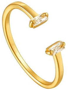 Mesnt Anello Nuziale Oro Giallo, Donna Oro Giallo Anello Aperto Liscio con moissanite Rettangolare