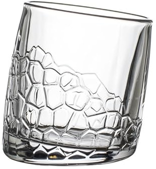 CJHFR472SG Elegante Vasos for beber con borde inclinado y relieve, 9 oz, transparentes, sin tallo, plomo, for whisky, for el hogar, bar la fiesta Cristalería(Transparent)