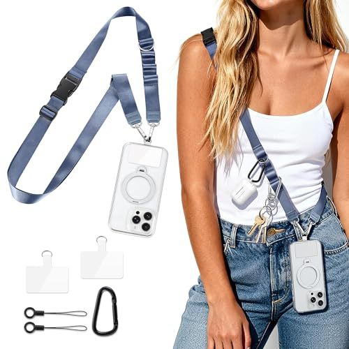 GMETINK Multifunctional Phone Lanyard, Cell Phone Universal Adjustable Anti-Theft Crossbody Phone Strap Fits Full-Cover Phone Cases, Portable Key Clip, Travel Essential