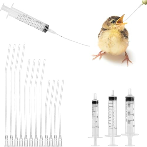 15 Pezzi Set per Alimentazione Giovani Uccelli,Siringhe con Tubo da 2.5ml,5ml,10ml+Tubi Flessibili,Accessori per Piccioni,Pappagalli,Passeri,Strumento per Alimentazione a Mano di Latte e Acqua