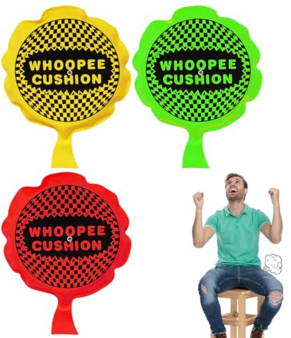 TAHJOS 3 Piezas Cojín Para Pedos, Pedos Broma, Tamaño pequeño 10,5 cm, Whoopee Cushion, Artículo De Broma, Broma, Color Aleatorio