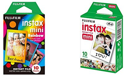 Fujifilm Instax Mini Instant Film, 1x 10 Blatt (10 Blatt), Weiß & Mini Frame WW1 Rainbow, Bunt