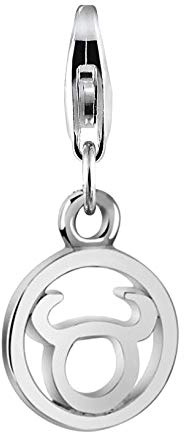 Nenalina Stier Karabiner Charm Anhänger Bettelarmband 925 Silber | Sternzeichen Tierkreiszeichen Zodiac Damen-Charm-Anhänger für alle gängigen Charmträger Charm-Club Clasp-Charms