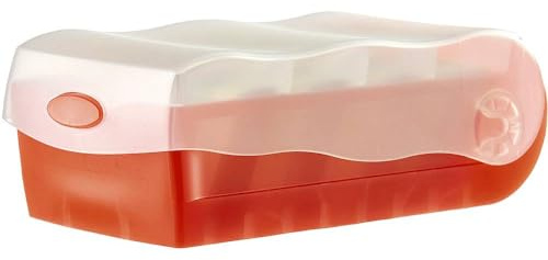 HAN Lernkarteibox CROCO, einfach Vokabeln lernen mit 5-Fächer-Lernsystem, DIN A8 Karteikasten für 500 Karten, inkl. 5 Stützplatten + 100 Lernkarten, Karteibox, Lernbox, 998-617, transluzent/rot