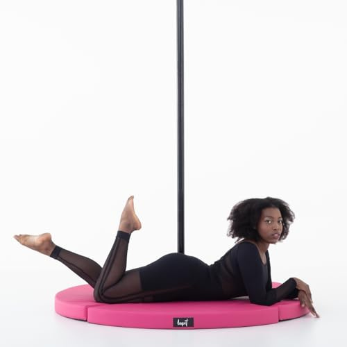 LUPIT Pole Standard Dance Mat - Foldable Crash Mat with High-Grade EPE Foam Padding + Water Resistant Elastic Leather Cover - Protective Fall Safety Cushion for Pole Dancing (Pink, 3.14)