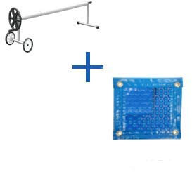 PACK MANTA TÉRMICA (COBERTOR TÉRMICO-CUBIERTA ISOTÉRMICA-TOLDO PARA PISCINA) DE 700 MICRAS REFORZADA CON POLIETILENO CON REFUERZO EN TODO EL CONTORNO (12x4.5m) + ENROLLADOR TELESCÓPICO DE 81mm.
