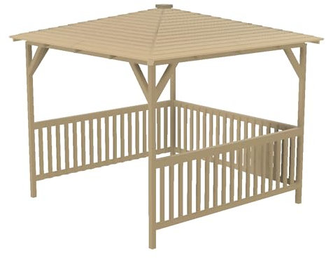 Zest Knutsford Pavilion 2.4 m - PEFC-Certified Wooden Garden Gazebo with Sides - Heavy Duty Pavilion for Entertaining - Pressure-Treated Softwood - 2.4 m x 2.4 m x 2.3 m
