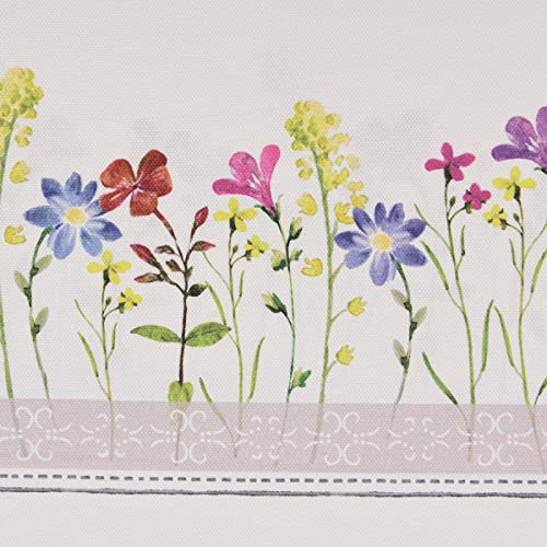 Dekostoff Gardinenstoff Blumen Streifen Spitze ecru bunt 160cm Breite
