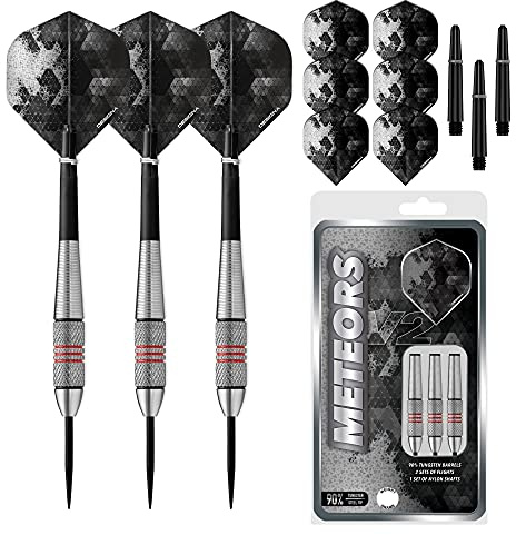 Designa Heavy Dartpfeile-Set, 30-48 g, Wolfram V2 Meteoren, gerändelt und geringelt