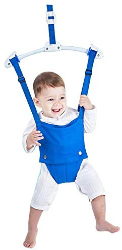 Saltador Bebes, Ejercitador De Bebé Con La Puerta De La Abrazadera, De Rebote Primavera, Longitud Ajustable Del Bebé Oscilación Colgante De Salto Gorila Para Bebés Y Niños Pequeños 6-12 Meses,Azul