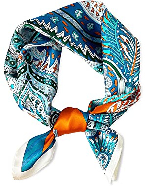 LumiSyne Seidenschal Damen Quadratischer Schal Retro Künstlerisch Gedruckte Weich Satin Leicht Seidentuch Vierecktuch Bandana Kopfschmuck Halstuch