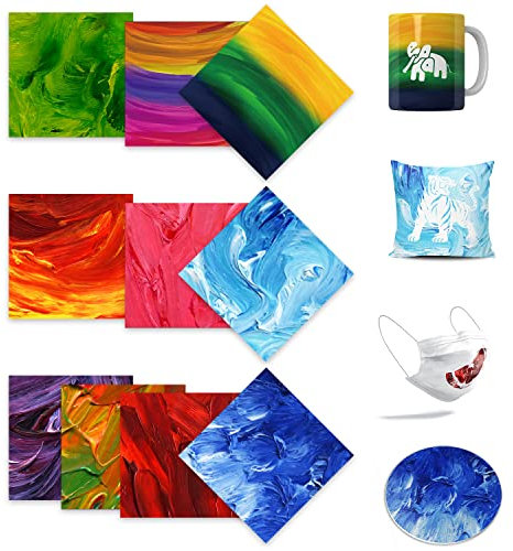LUCKIGUCK Infusible Transfer-Tintenblätter, 10 Stück, vorbedruckt, gefärbt, Sublimationspapier, 30,5 x 30,5 cm, zum Aufbügeln auf T-Shirt und Tasse (Batik)