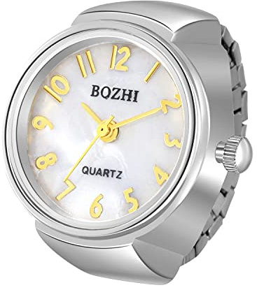 Ringuhr Avaner Fingeruhr mit rundes Farbzifferblatt Einfach Rund Fingerring Uhr Analog Quarz Elastisch Ring Uhr Uhrenring für Herren Damen
