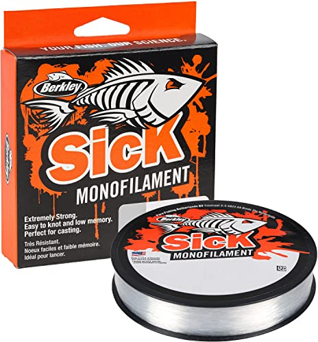 Berkley Sick - Sedal de Pesca de Nailon, monofilamento de Fuerte tensión, Baja Elasticidad, Baja Memoria, Resistente a la abrasión