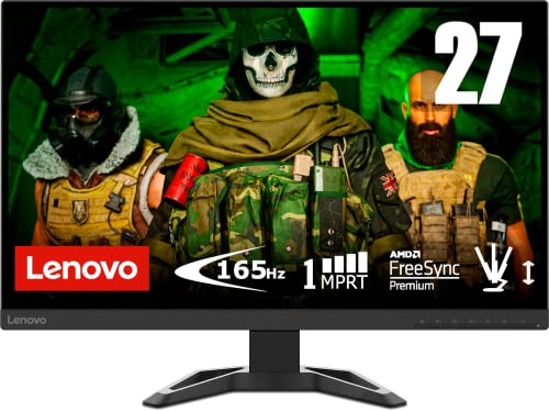 Lenovo G27-37 | Monitor de juegos Full HD de 27 | 1920 x 1080 | 165 Hz | Tiempo de respuesta 1 ms | HDMI | DisplayPort | AMD Radeon | FreeSync | Negro