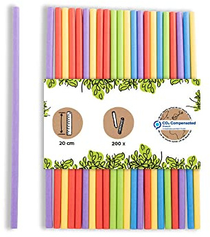 BIOZOYG Paille en papier 20 cm Ø 6 mm - Biodégradable - Multicolore - 2800 pièces