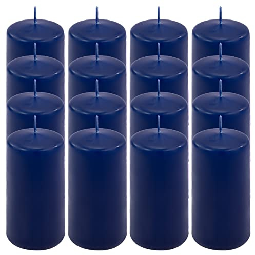 Stumpenkerze Höhe 10 cm Ø 5 cm lange Brenndauer Rund-Kerze Säulenkerzen Kerzen-Deko Tafelkerzen Weihnachts-Kerzen Hochzeits-Deko (blau, 16)