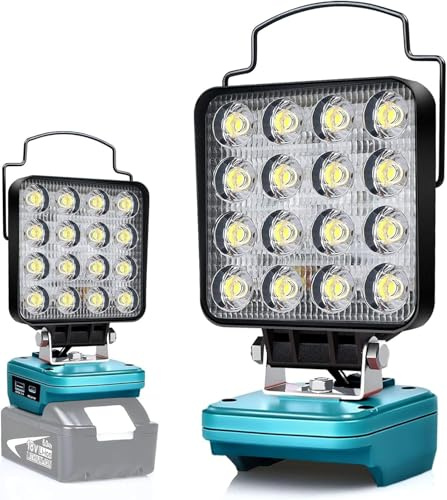 Edtran Kabellose LED-Arbeitsleuchte für Makita, 18 V Akku, batteriebetriebene Flutlichter für Makita-Licht, 48 W, kompakte Beleuchtung, tragbarer Strahler mit Typ C und USB-Aufladung (ohne Batterie)