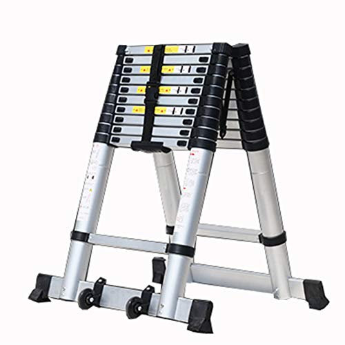 Scala pieghevole multiuso in alluminio tipo A, telaio in lega di alluminio robusta e durevole 7 9 10 11 13 gradini Peso 150 kg Scala multiuso per loft (colore: nero, si