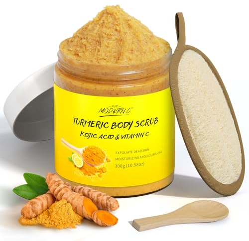 Körperpeeling mit Kurkuma Vitamin C, Peeling, entfernt abgestorbene Haut, verbessert dunkle Flecken, natürliche Tiefenreinigung, Glatte Haut und strahlender Teint, Körperpflege für Männer Frauen