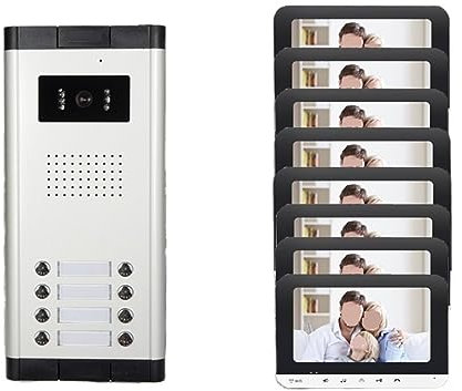 DELURA Wireless Doorbell 7'' Wired WIFI Color Video Door Phone Intercom System IR Night Vision Camera Doorbell Indoor Monitor Screens For 2~8 Apartments for Home School Office (Size : H-V70MGWIFI-8)