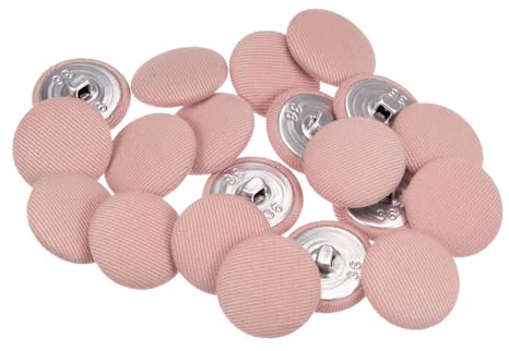 QUARKZMAN 20 Stück Knöpfe mit Stoffüberzug 23mm Runder Metallschaft Ösen Stoffknöpfe mit Stoff bezogen Nähknöpfe Vintage Ösenknöpfe für Anzüge Kleider Blusen Bastel DIY, Rosa