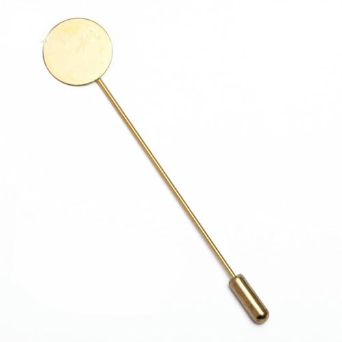10 Stück runde, blanko Metall-Flachpolster, 76 mm lang, Broschennadeln, Grundeinstellungen mit Perle für Schmuck, DIY-Zubehör, handgefertigt, Goldfarbe A, 10 mm