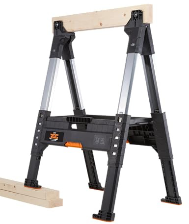 Keter ROC Pro Gear Heavy Duty Adjustable Lumberjack Sawhorse Black/Grey