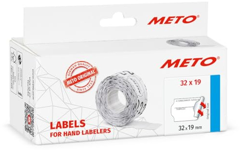 Meto Étiquettes de prix pré-imprimées « A consommer jusqu'au/fabriqué le » (32 x 19 mm, 2 lignes, 5 000 étiquettes de prix, blanches, permanentes)