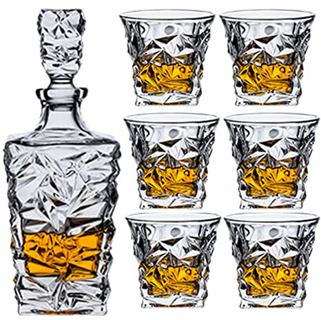 YOtat Vaso De Whisky Copa De Vino 7 Unids/Set Europa Botella De Cristal Tazas De Cerveza Y Utensilios Bar Regalo De Fiesta De Boda Vasos Hogar Lujo, C (A)