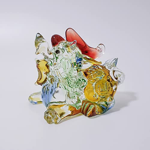 WIPPWER Kristallglas-Kunst, farbenfroher Abstrakter Löwe, farbige Glasur, handgefertigte geblasene Tier-Briefbeschwerer aus Glas, Geschenk for Geburtstag, Tischdekoration, Tischdekoration, Statue