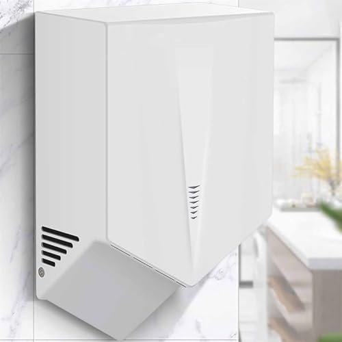 Asciugamani Elettrico, Dispositivo per Asciugare Le Mani a Induzione Automatica per Bagno Asciugatura Rapida 6-10 Secondi, Potente Asciuga Mani 1400W Elettrica Commerciale Montata a Parete,White