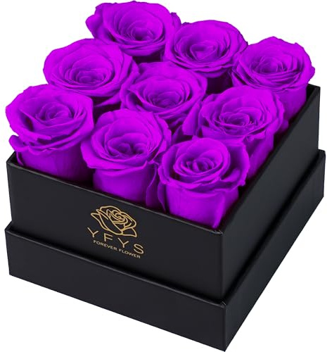 YFYS Forever Flowers for Delivery Prime – 9 Stück konservierte frische Rosen, echte Rosen, die jahrelang halten, als Geburtstagsgeschenk für Frauen, Valentinstag und Muttertag