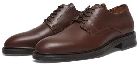 SELECTED FEMME Herr Slhblake läder Derby sko Noos Derbyskor, Halv kopp, 43 EU