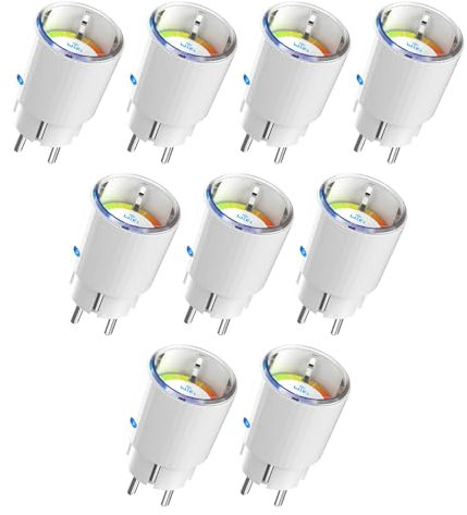 SMARTERCURRY Smart WLAN Steckdose Mini 13A mit Strommessung, Max 16A Zeitschaltuhr Steckdose, Kompatibel mit Alexa/Google Home, Kompaktes Design, Sprachsteuerung, APP Fernbedienung, 9 Stücke