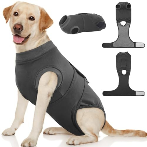 Kuoser Hundebody Nach Op Hündin, OP Body Hund Kastration Rüde, Grau 2XL | Hundebody Nach Kastration für Rüde & Hündin, Body für Hunde Nach Op, Atmungsaktiv & Weich, E-Halsband Alternative