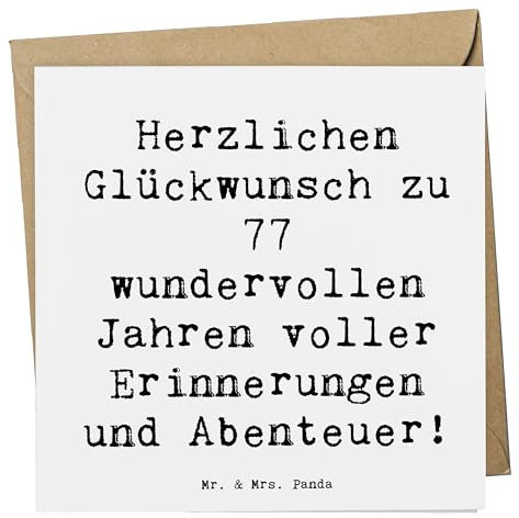 Mr. & Mrs. Panda Grußkarte Spruch 77. Geburtstag - Geschenk, Weisheit, faltkarte, doppelkarte, Glückwunschkarte, Happy Birthday, Klappkarte, Liebe, Alter, Glückwunsch, Meilenstein, besonderes