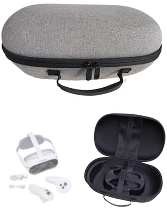 rokeblau Hart Tragen Tasche für Pico 4 Ultra/Meta Quest 3/3S, Reisen Zubehör Tasche zur Aufbewahrung von VR Gaming Headset, Elite Strap, Touch Controllers, Grau
