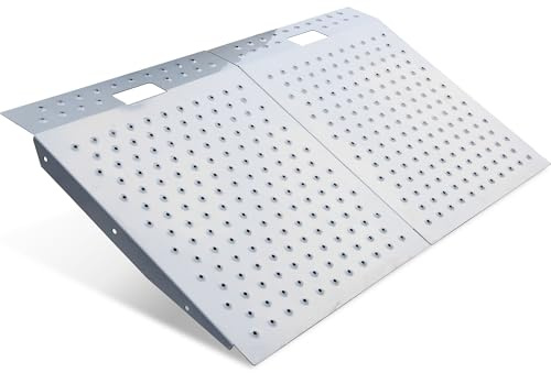 VNN 29 x 48 Shed Ramp for Riding Mower & Lawn Equipment | 1500 LB Capacity Anti-Slip Punch Plate Ramp for ATV, Motorcycles, Garages & Barns (2PC, Aluminum)