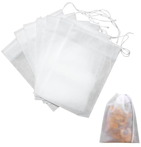 SYEYCW 300 Pezzi Filtro Tea Usa e Getta con Coulisse, Bustine The Vuote, 5 x 7 cm Sacchetti da Tè Usa e Getta, Bustine Te Vuote per Tè Sfuso, Tè Aromatizzato, Spezie, Vaniglia, Lavanda, Caffè